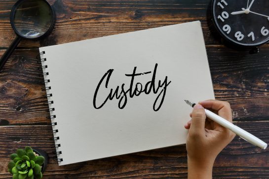 A notebook on a table and a person just wrote on it "Custody". Representing how one can benefit from calling a Chicago child custody attorney.